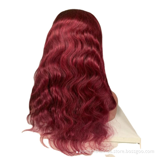 Brazilian raw unprocessed virgin Sunlight 613 Pre Plucked Hair Line with Baby Hair 13 * 4 red deep wave hair wig